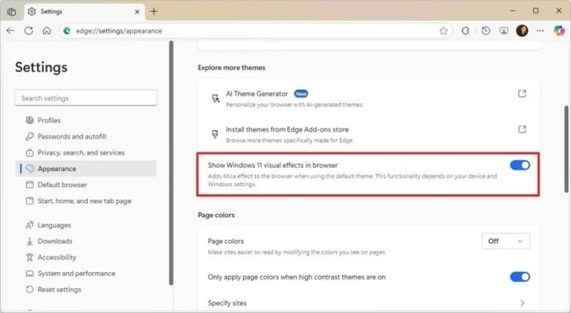 Kako omogućiti efekt tinjca u Microsoft Edgeu u 2026.