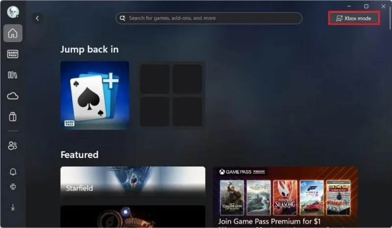 Xbox-tilan ottaminen käyttöön PC:llä Windows 11:ssä Xbox-tilan ottaminen käyttöön PC:llä Windows 11:ssä