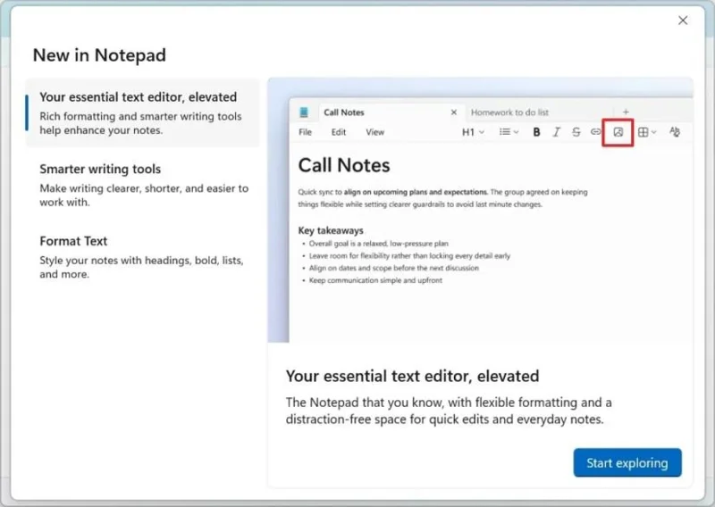 Poznámkový blok získává podporu obrázků ve Windows 11 Poznámkový blok získává podporu obrázků ve Windows 11