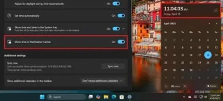 Zostava 22635.5240 pre Windows 11 získava nové hodiny so sekundami v Centre upozornení (Beta)
