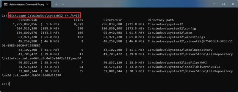 Kaip pamatyti, kas užima vietos diske sistemoje „Windows 11“