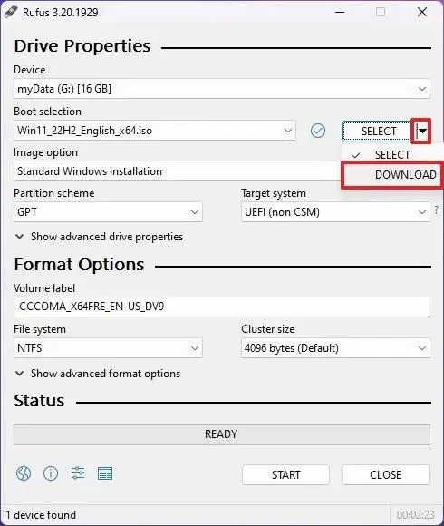 Как да използвате Rufus за създаване на стартиращ USB диск с Windows 11 22H2