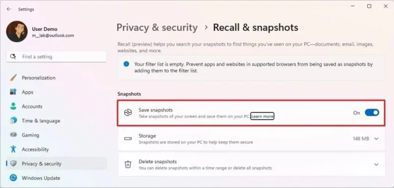 „Windows“ priminimas: viskas, ką reikia žinoti apie dirbtinio intelekto atminties funkciją