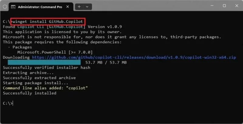 Kaip įdiegti „Copilot CLI“ sistemoje „Windows 11“
