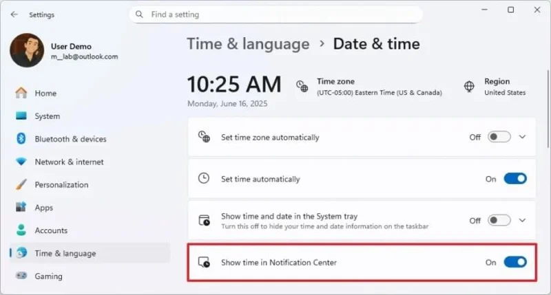 Kaip rodyti laiką pranešimų centre sistemoje „Windows 11“