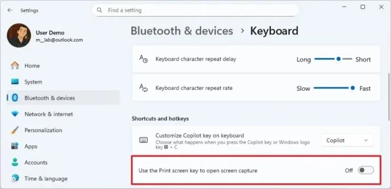 Kaip įjungti (arba išjungti) „Snipping Tool“ spausdinimo ekrano klavišą sistemoje „Windows 11“