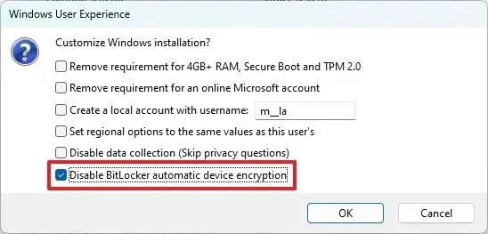 Kaip sustabdyti automatinį „BitLocker“ įrenginių šifravimą diegiant „Windows 11“
