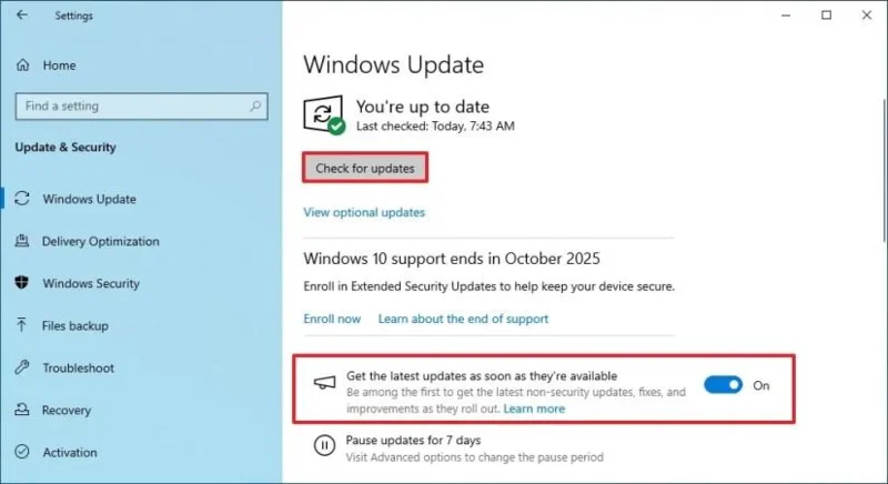 Kaip ištaisyti trūkstamą išplėstinių saugos naujinimų registracijos parinktį sistemoje „Windows 10“ prieš pasibaigiant palaikymui