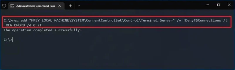 Slik aktiverer du eksternt skrivebord ved hjelp av kommandoprompt i Windows 10