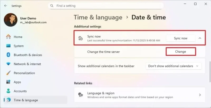 Kaip pakeisti laiko serverį sistemoje „Windows 11“