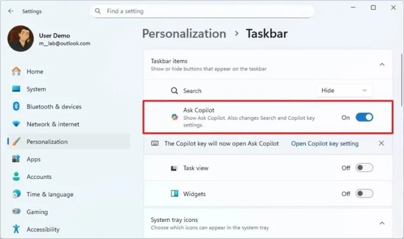 Як увімкнути функцію «Запитати Copilot» на панелі завдань у Windows 11