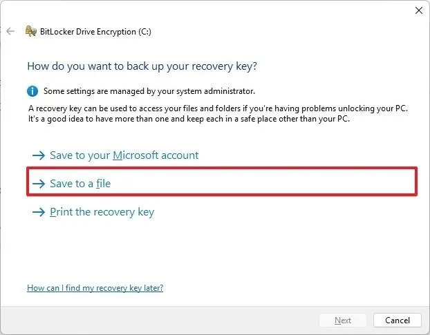 Як видалити ключ відновлення BitLocker з облікового запису Microsoft у Windows 11