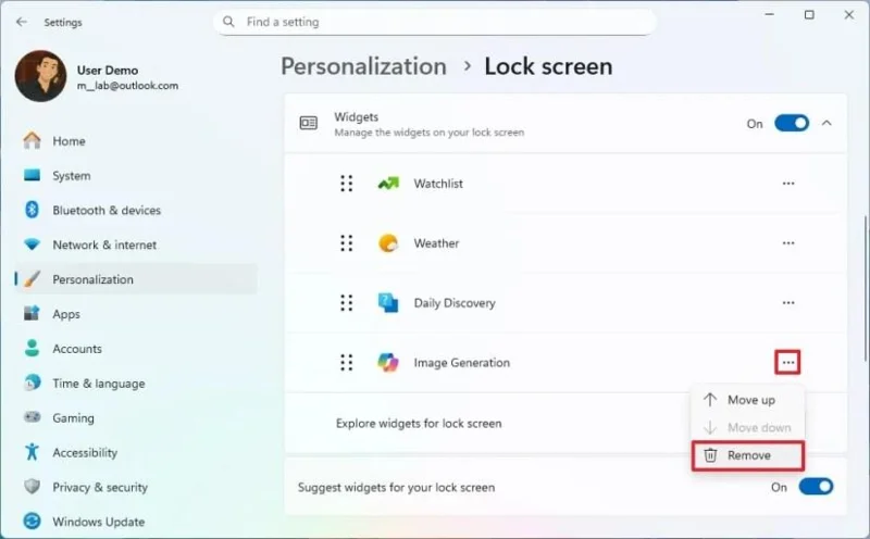 Kaip pakeisti arba išjungti užrakinimo ekrano valdiklius sistemoje „Windows 11“