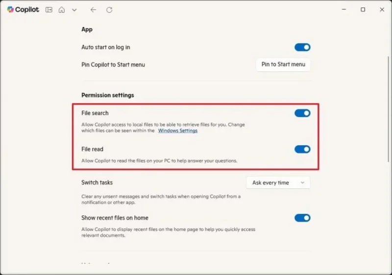 Kaip ieškoti vietiniuose failuose naudojant „Copilot“ programą sistemoje „Windows 11“