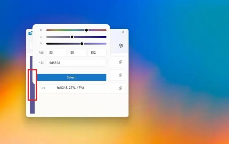 Jak vybrat barevné kódy HEX, RGB, HSL z libovolného pixelu ve Windows 11